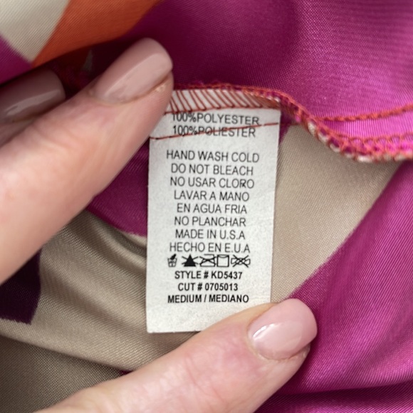 NWOT KLD Signature Abstract Satin Look Halter Mini Dress -Medium - Picture 9 of 9